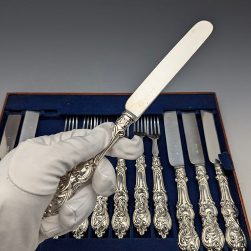 1882 年英國古董鍍銀餐具 6 對套裝埃爾金頓